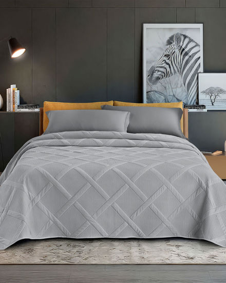 Immagine di FZ - Trapuntino matrimoniale grigio trama incroci, 250x250CM