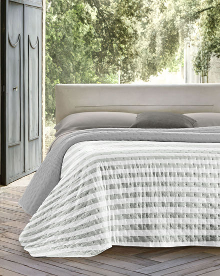 Immagine di FZ - Trapuntino armonia matrimoniale grigio a righe, 250x250CM