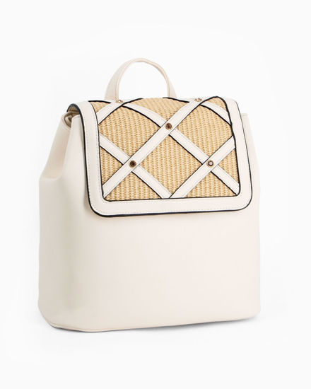 Immagine di RIFLE - Zaino beige con patta in paglia