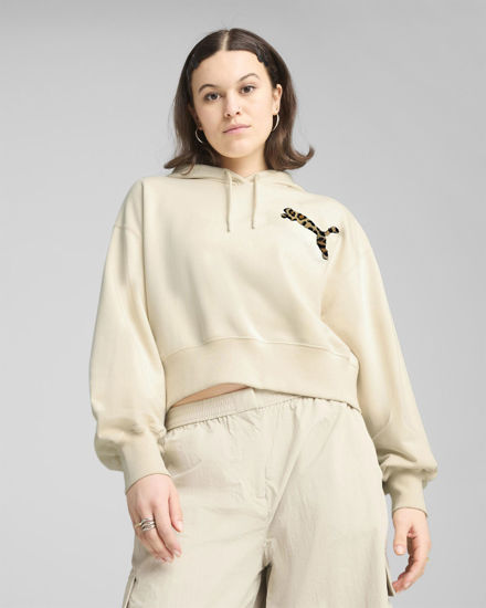 Immagine di PUMA - FELPA CON CAPPUCCIO BEIGE LEO LUXE RELAXED CROPPED HD DA DONNA - 632338-87