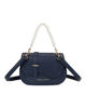 Immagine di ENRICO COVERI - Minibag blu con manico in perle e patta con bordo ondulato, tracolla removibile