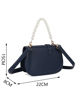 Immagine di ENRICO COVERI - Minibag blu con manico in perle e patta con bordo ondulato, tracolla removibile