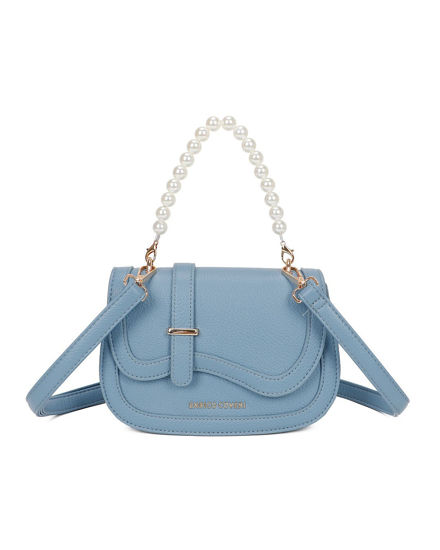 Immagine di ENRICO COVERI - Minibag avio con manico in perle e patta con bordo ondulato, tracolla removibile