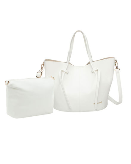 Immagine di ENRICO COVERI - Borsa due manici beige con pochette interna estraibile, tracolla removibile