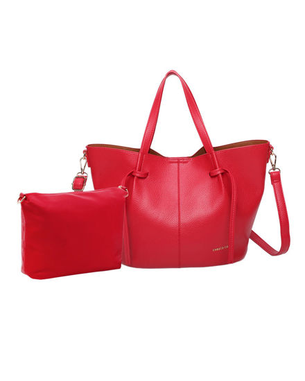 Immagine di ENRICO COVERI - Borsa due manici rossa con pochette interna estraibile, tracolla removibile