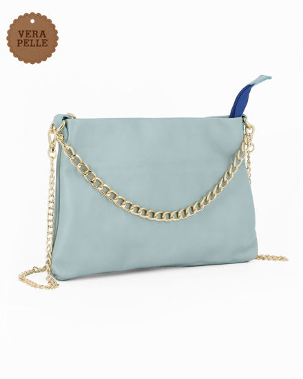 Immagine di DIVAS - Tracolla VERA PELLE celeste jeans - MADE IN ITALY