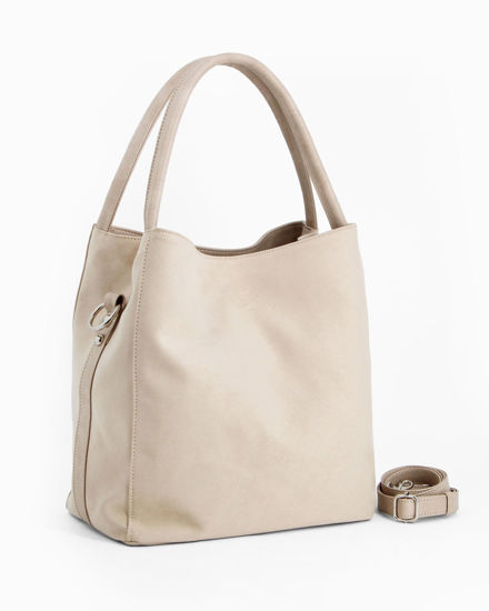 Immagine di TATOO - Borsa in camoscio beige con 5 scomparti - MADE IN ITALY