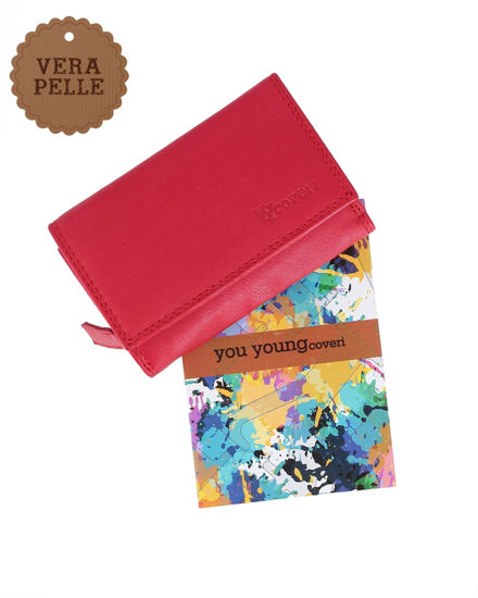 Immagine di YOU YOUNG COVERI - Portafoglio rosso in VERA PELLE con patta e tasca portamonete