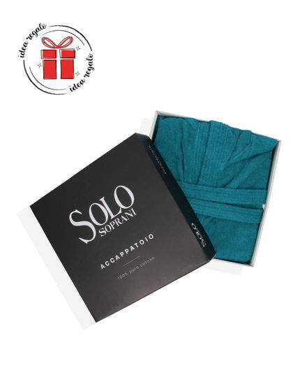 Immagine di SOLO SOPRANI - Accappatoio unisex con cappuccio ottanio