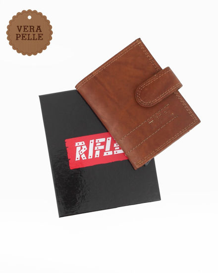 Immagine di RIFLE - Portafoglio marrone in VERA PELLE con zip posteriore