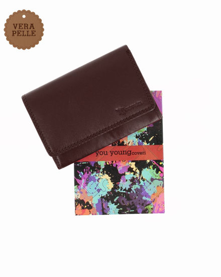 Immagine di YOU YOUNG COVERI - Portafoglio marrone in VERA PELLE da donna con patta e zip posteriore