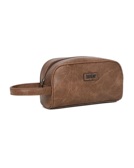 Immagine di RIFLE - Pochette caffè da uomo con manico e tasca posteriore