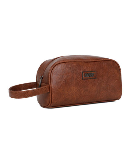 Immagine di RIFLE - Pochette marrone da uomo con manico e tasca posteriore