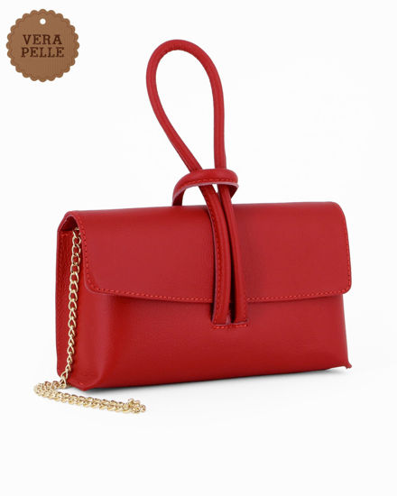 Immagine di DIVAS - Borsa bracciale rossa con catena oro VERA PELLE, MADE IN ITALY