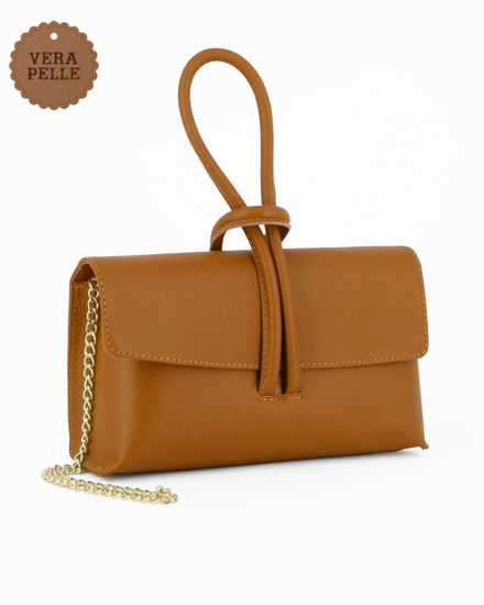 Immagine di DIVAS - Borsa bracciale cuoio con catena oro VERA PELLE, MADE IN ITALY