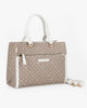 Immagine di CORTINA POLO STYLE - Borsa due manici taupe loggata con tasca frontale, tracolla removibile