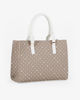 Immagine di CORTINA POLO STYLE - Borsa due manici taupe loggata con tasca frontale, tracolla removibile