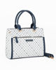 Immagine di CORTINA POLO STYLE - Borsa due manici bianca/blu loggata con tasca frontale, tracolla removibile