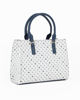Immagine di CORTINA POLO STYLE - Borsa due manici bianca/blu loggata con tasca frontale, tracolla removibile