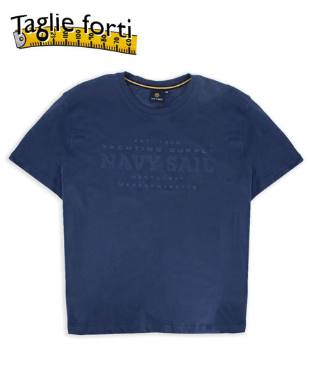Immagine di NAVY SAIL - Tshirt over blu da uomo con logo frontale - NYUOV25374