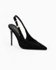 Immagine di MISS GLOBO - Décolleté slingback nera fiorata in velluto, tacco 10,5CM