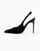 Immagine di MISS GLOBO - Décolleté slingback nera fiorata in velluto, tacco 10,5CM