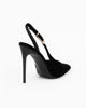 Immagine di MISS GLOBO - Décolleté slingback nera fiorata in velluto, tacco 10,5CM