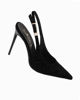 Immagine di MISS GLOBO - Décolleté slingback nera fiorata in velluto, tacco 10,5CM