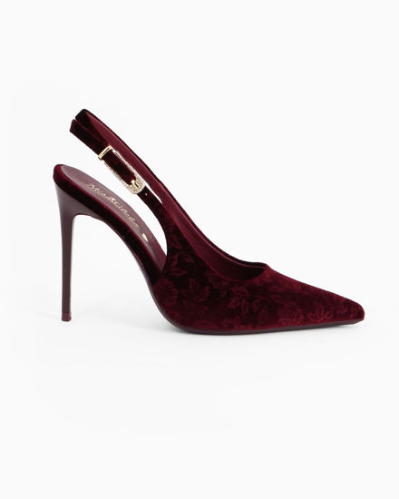 Immagine di MISS GLOBO - Décolleté slingback bordeaux fiorata in velluto, tacco 10,5CM