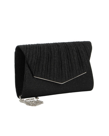 Immagine di DIVAS - Pochette nera in lurex con patta plissettata