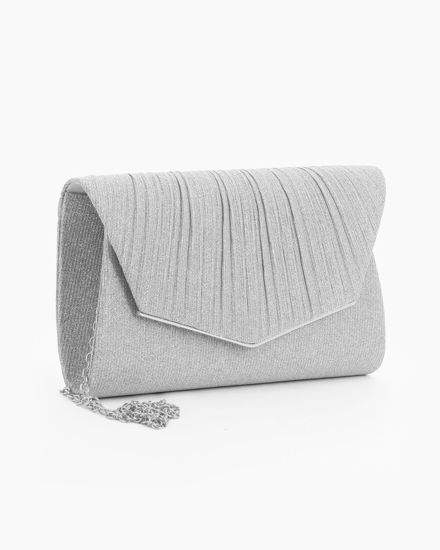 Immagine di DIVAS - Pochette argento in lurex con patta plissettata