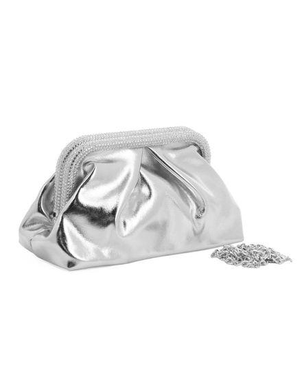 Immagine di DIVAS - Pochette argento laminato con bordi di strass