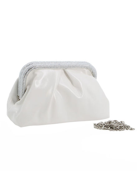 Immagine di DIVAS - Pochette bianca con bordi di strass