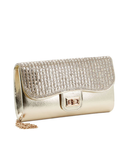 Immagine di DIVAS - Pochette oro con strass sulla patta e chiusura girello