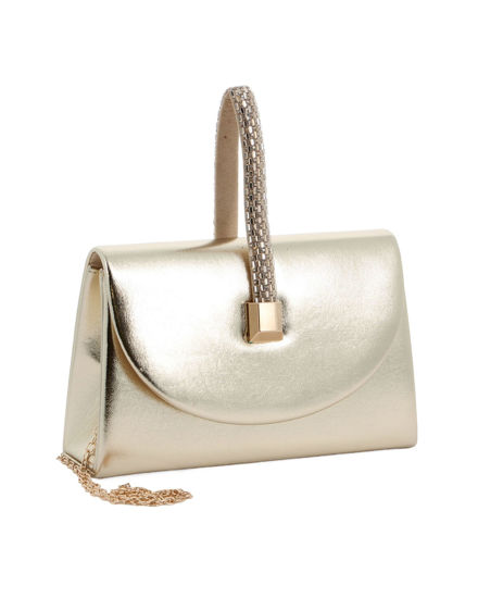 Immagine di DIVAS - Pochette oro laminato con patta e manico di strass