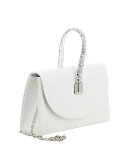 Immagine di DIVAS - Pochette bianca con patta e manico di strass