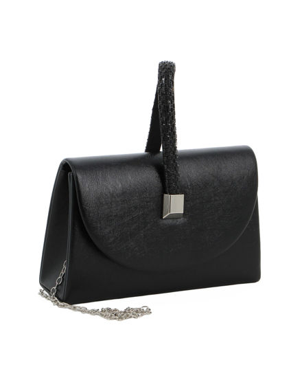 Immagine di DIVAS - Pochette nera con patta e manico di strass
