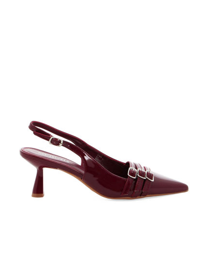Immagine di MY JEWELS - Décolleté slingback bordeaux in vernice con tre cinturini sulla punta, tacco 6CM