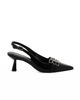 Immagine di MY JEWELS - Décolleté slingback nera in vernice con tre cinturini sulla punta, tacco 6CM
