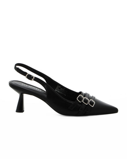 Immagine di MY JEWELS - Décolleté slingback nera con tre cinturini sulla punta, tacco 6CM