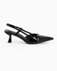 Immagine di MY JEWELS - Décolleté slingback nera in vernice con cinturino sulla punta, tacco 5,5CM