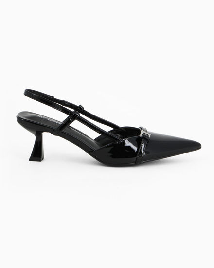 Immagine di MY JEWELS - Décolleté slingback nera in vernice con cinturino sulla punta, tacco 5,5CM