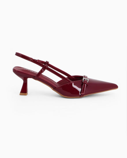 Immagine di MY JEWELS - Décolleté slingback bordeaux in vernice con cinturino sulla punta, tacco 5,5CM