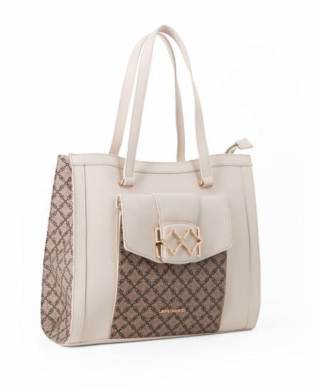 Immagine di LAURA BIAGIOTTI - Borsa shopper panna SUSSIE con tasca frontale