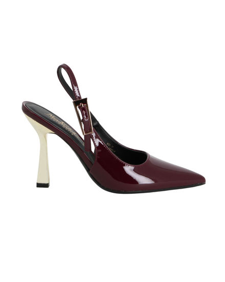 Immagine di MISS GLOBO - Décolleté slingback bordeaux in vernice con sottopiede in VERA PELLE memory foam, tacco 9,5CM