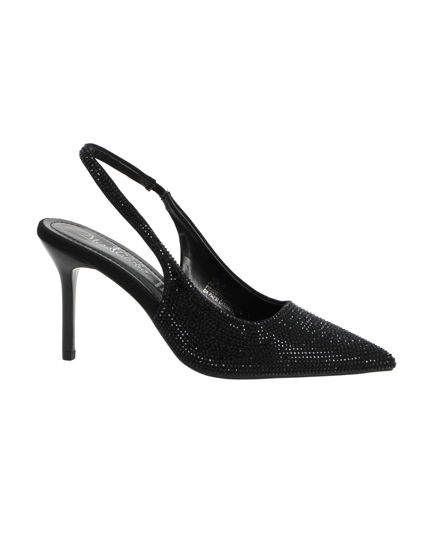Immagine di MISS GLOBO - Décolleté slingback nera rivestita di strass con sottopiede in memory foam, tacco 8,5CM