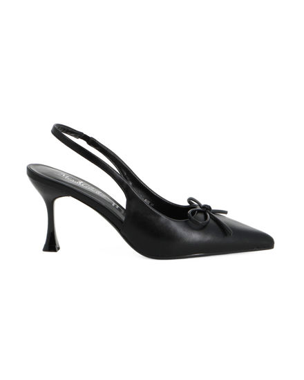 Immagine di MISS GLOBO - Décolleté slingback nera con sottopiede in memory foam e fiocco, tacco 7,5CM