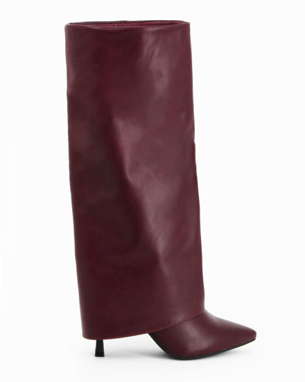 Immagine di MISS GLOBO - Stivale bordeaux a punta con risvolto e zip laterale, tacco 8CM