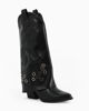 Immagine di ZOE - Stivale texano nero con risvolto e zip laterale, tacco 6CM