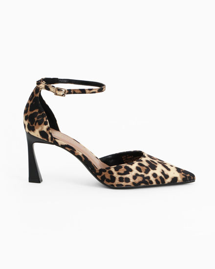 Immagine di MISS GLOBO - Décolleté leopardata in raso con sottopiede in memory foam e cinturino alla caviglia, tacco 7CM